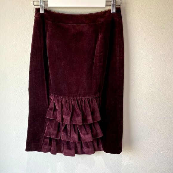 Milly Vintage Velvet Ruffle Skirt 4 - Picture 7 of 11